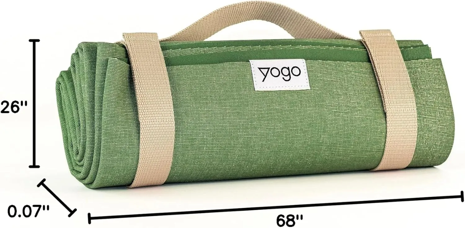 Yogo Ultralight Folding Travel Yoga Mat with Attached Straps, FSC®-Certified Plant Rubber, Sticky Grip, Non-Slip, Best Travel Yoga Mat®