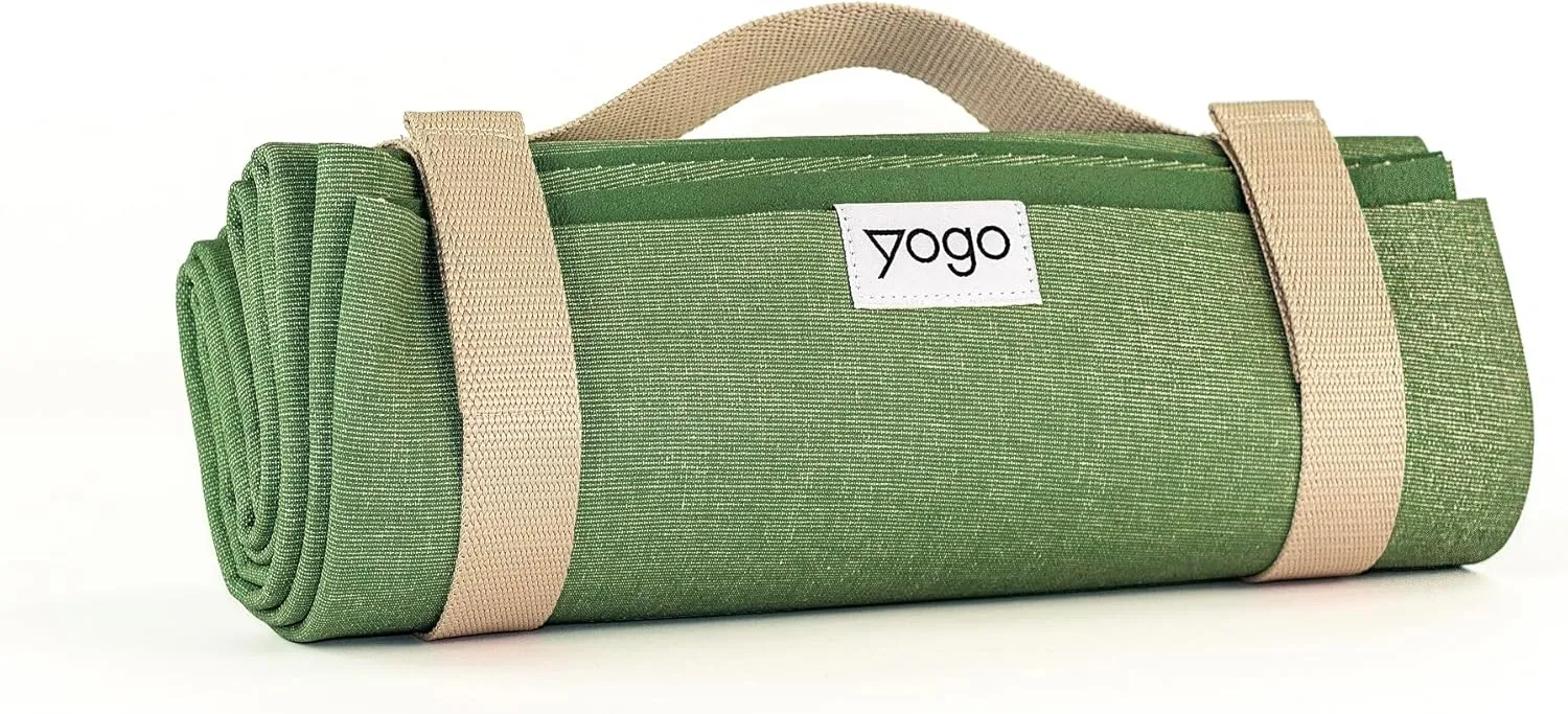 Yogo Ultralight Folding Travel Yoga Mat with Attached Straps, FSC®-Certified Plant Rubber, Sticky Grip, Non-Slip, Best Travel Yoga Mat®