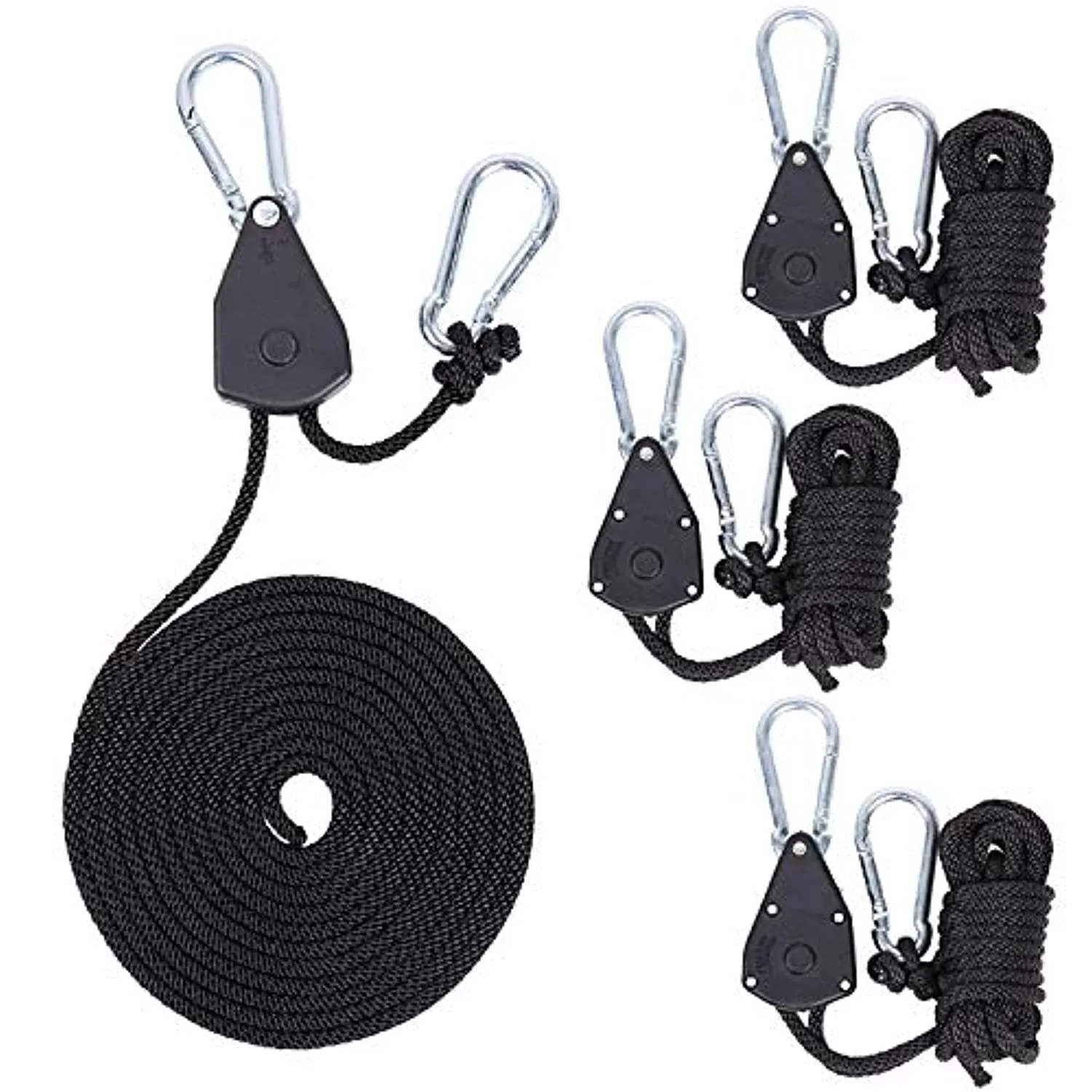 Zazzy 2 Pair of 1/8 inch Heavy Duty Adjustable Grow Light Rope Hanger for Grow Light Fixtures & Gardening, 150lb Capacity