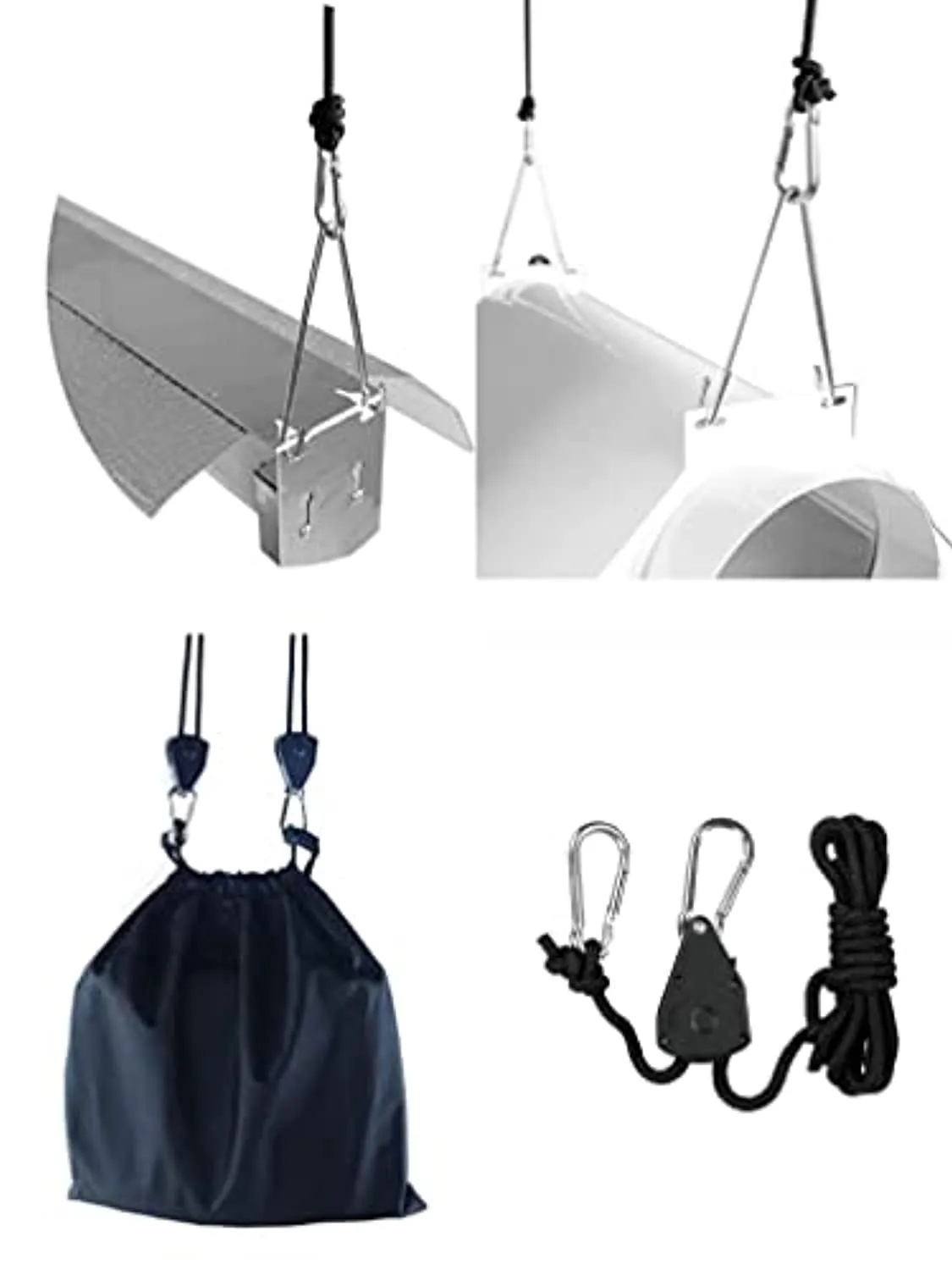 Zazzy  6-Pairs 1/8 Inch Heavy Duty Adjustable Grow Light Rope Clip Hanger Rope Hanger