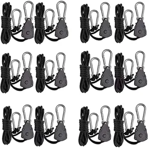 Zazzy  6-Pairs 1/8 Inch Heavy Duty Adjustable Grow Light Rope Clip Hanger Rope Hanger