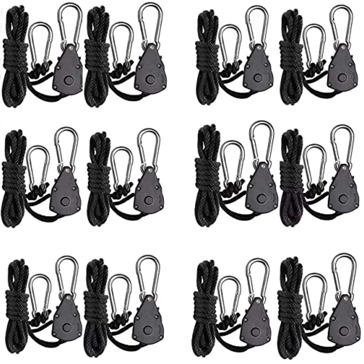Zazzy  6-Pairs 1/8 Inch Heavy Duty Adjustable Grow Light Rope Clip Hanger Rope Hanger