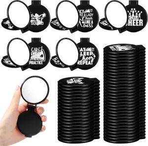Zhehao 50 Pcs Cheerleader Mirror Gifts Compact Mirror Bulk Folding Pocket Purse Mirror Inspirational Cheer Gifts Travel Portable Mini Makeup Mirror for Cheerleading Team Graduation Friendship(Black)