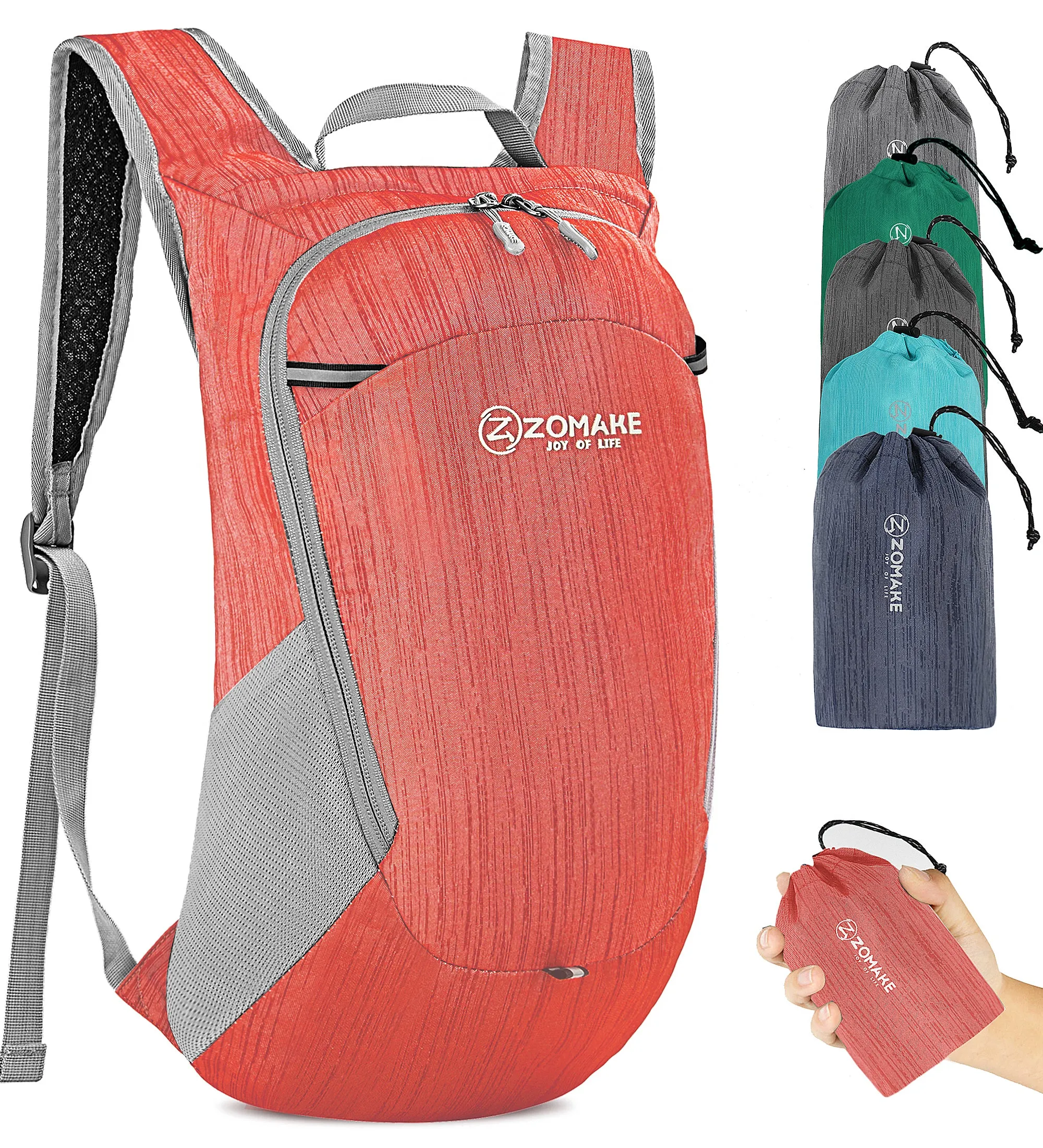 ZOMAKE Ultra Lightweight Packable Backpack 18L, Small Foldable Hiking Backpacks Water Resistant Folding Daypack for Travel(Red)