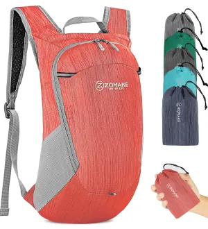 ZOMAKE Ultra Lightweight Packable Backpack 18L, Small Foldable Hiking Backpacks Water Resistant Folding Daypack for Travel(Red)