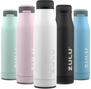 ZULU Ace Vacuum Insulated Stainless Steel Water Bottle with Chug Spout, Leak-Proof Locking Lid and Removable Base for School, Backpack, Sports, Gym, Travel