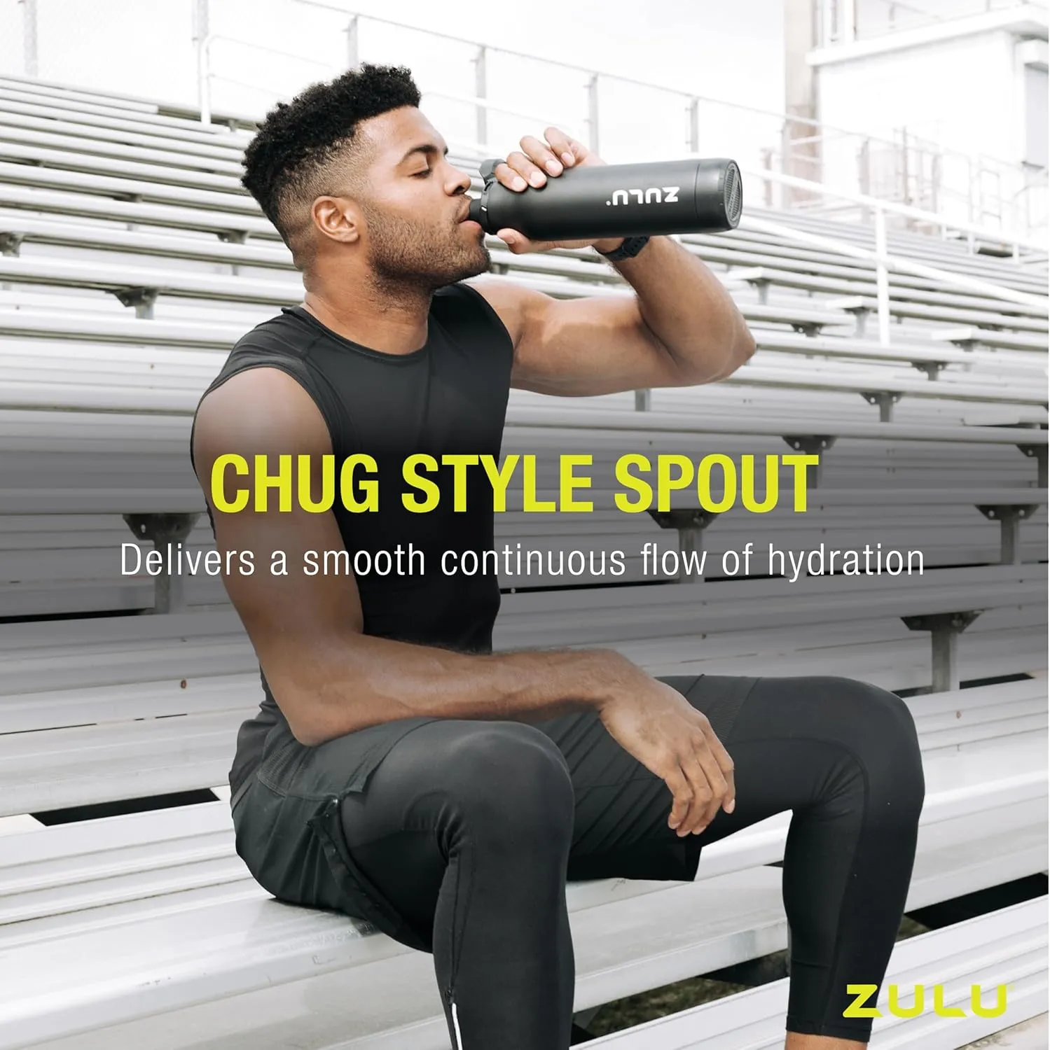 ZULU Ace Vacuum Insulated Stainless Steel Water Bottle with Chug Spout, Leak-Proof Locking Lid and Removable Base for School, Backpack, Sports, Gym, Travel