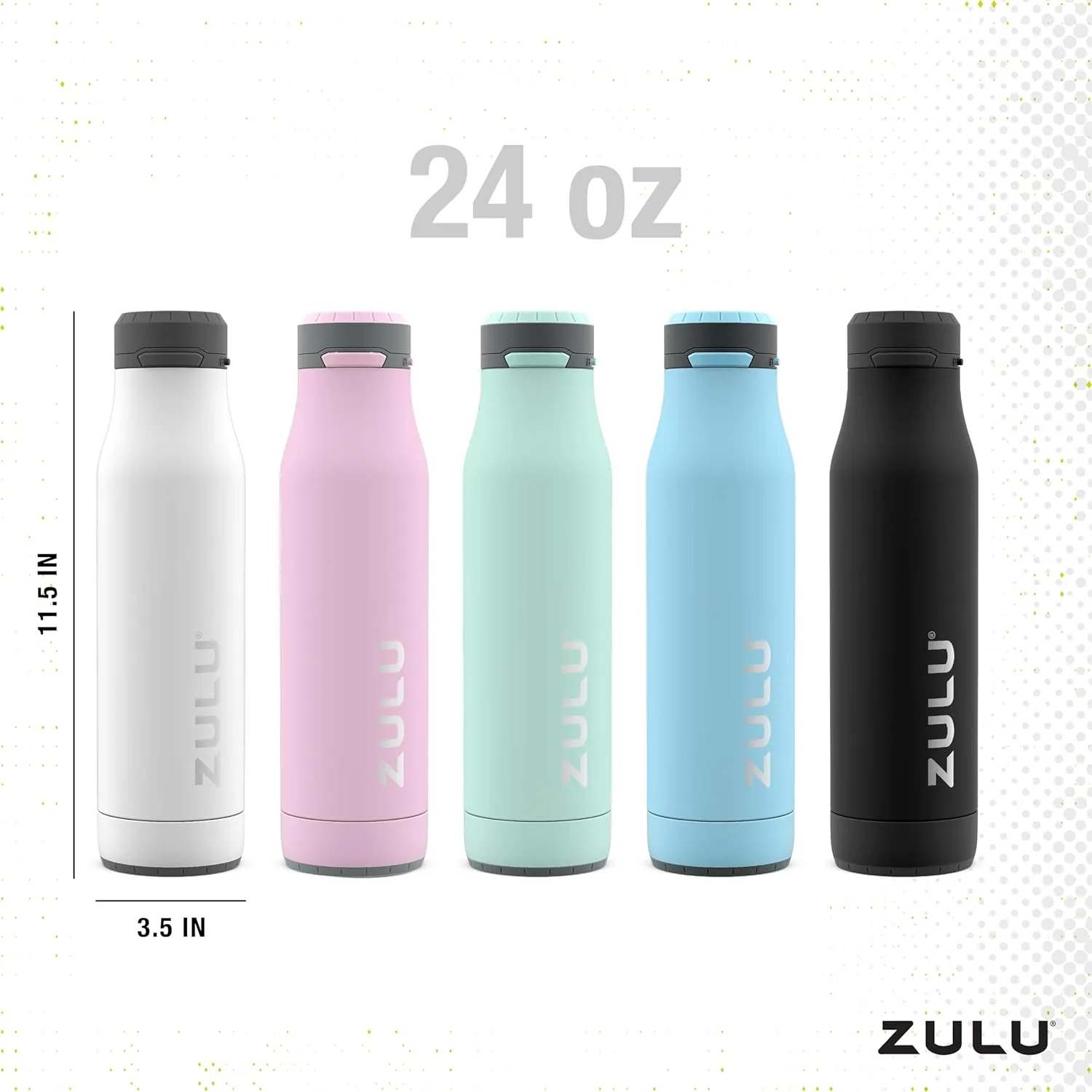 ZULU Ace Vacuum Insulated Stainless Steel Water Bottle with Chug Spout, Leak-Proof Locking Lid and Removable Base for School, Backpack, Sports, Gym, Travel